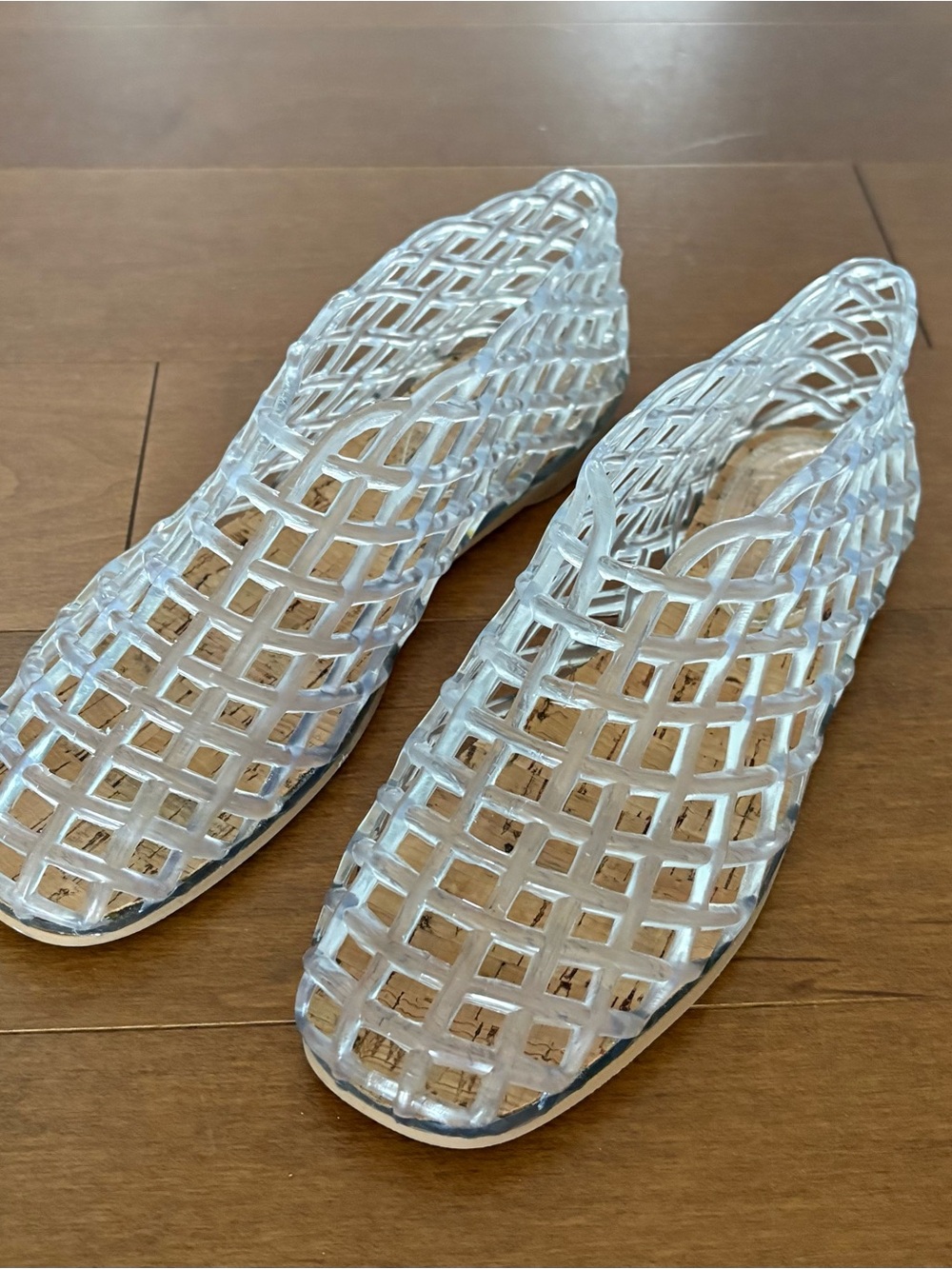 Clear Lattice Jelly Flat Sandals - Transparent